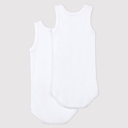 男婴白色棉连体衣套装(2件)