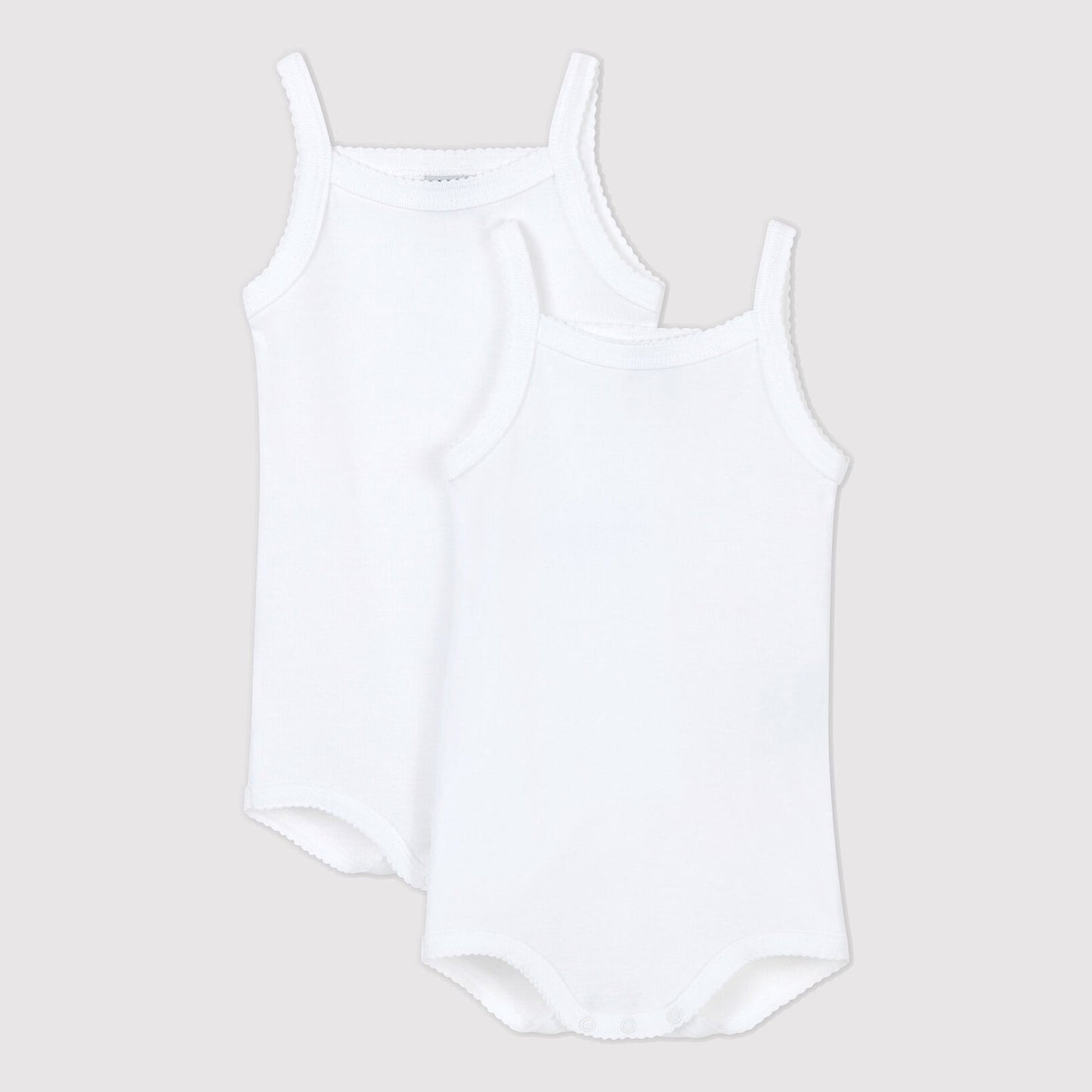 Baby Girls White Cotton Babysuit Set(2 Pack)