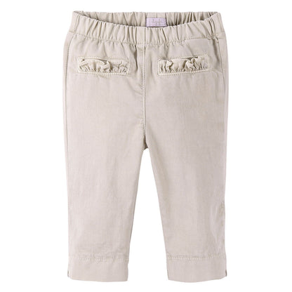 Baby Girls Beige Trousers With Fold Pockets
