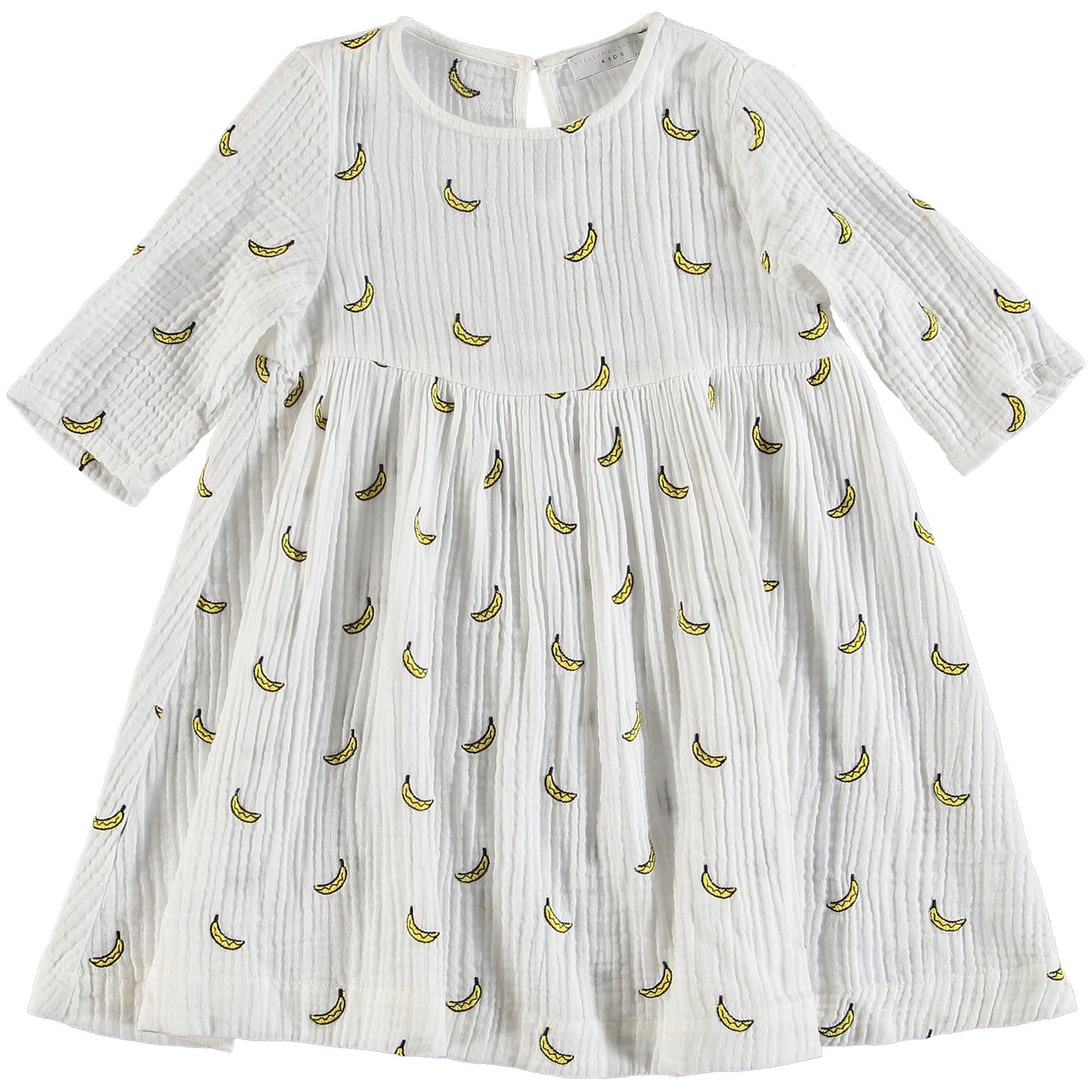 女童白色香蕉刺绣连衣裙