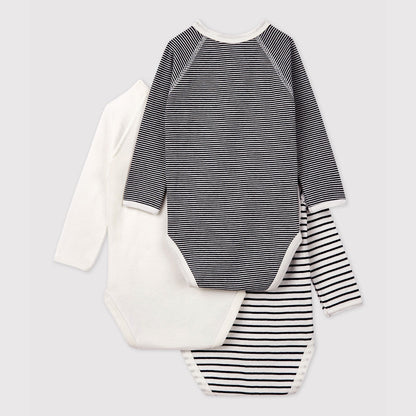 婴儿黑色条纹棉连体衣套装(3件)