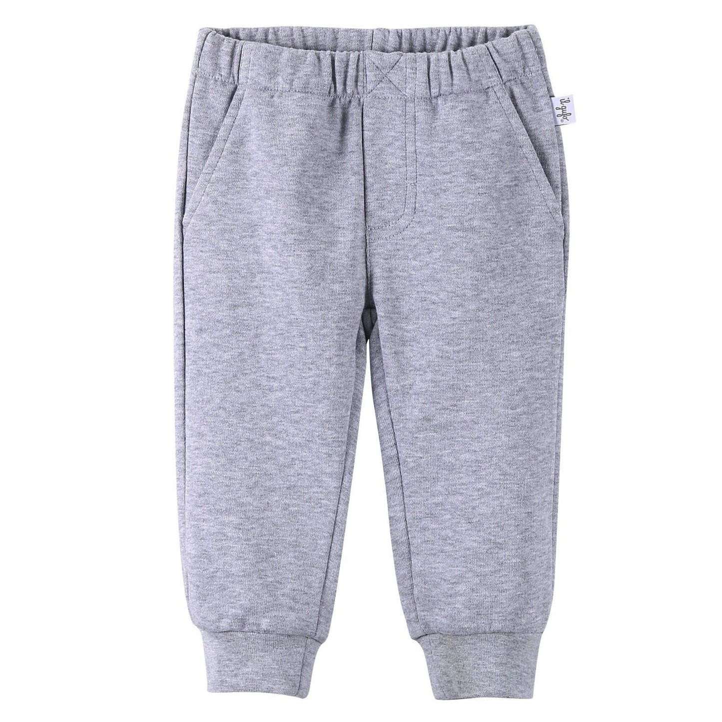 Boys Grey Cotton Trousers With Ribbed Hems
