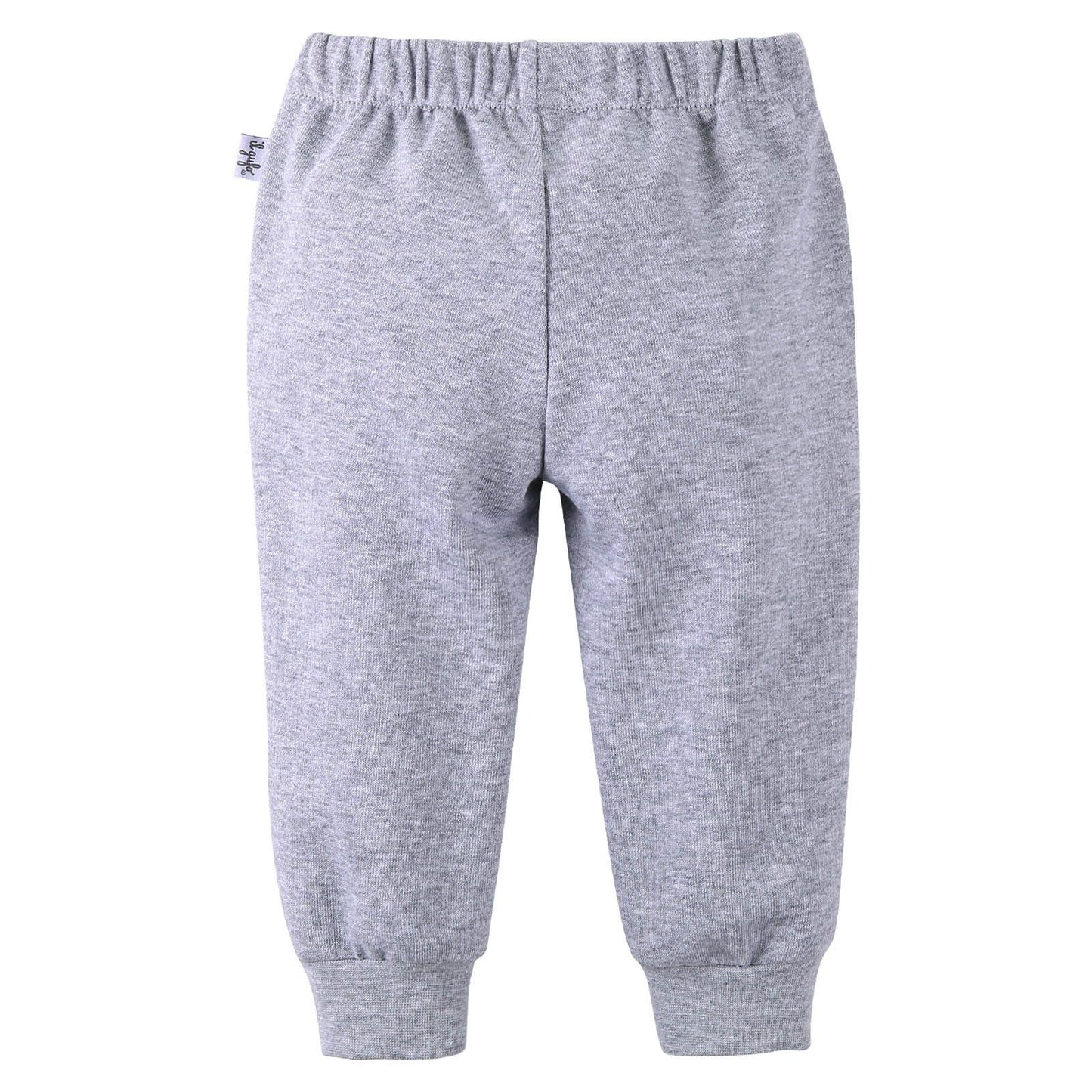 Boys Grey Cotton Trousers With Ribbed Hems