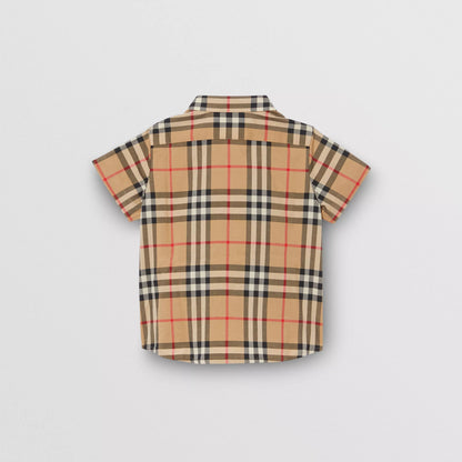 Baby Boys Beige Check Cotton Shirt