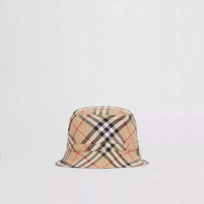 Boys & Girls Beige Check Cotton Hat