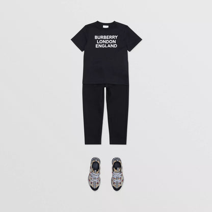 Boys & Girls Black Logo Cotton T-Shirt
