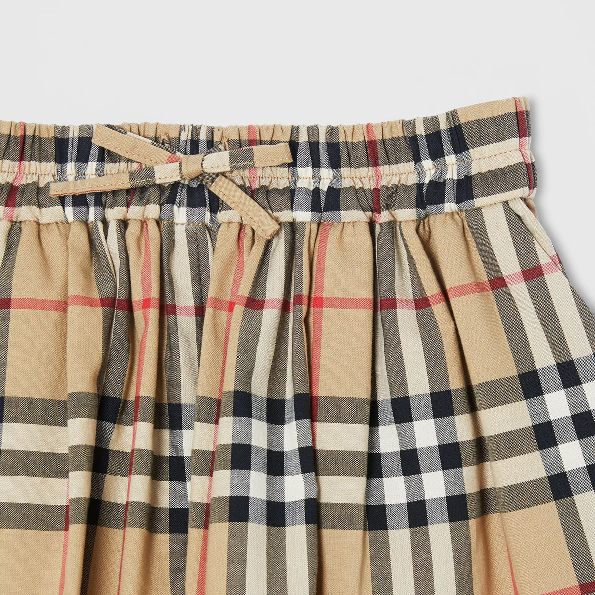 Girls Beige Check Cotton Shorts