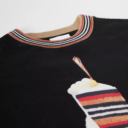 Girls Black Printing Cotton T-Shirt