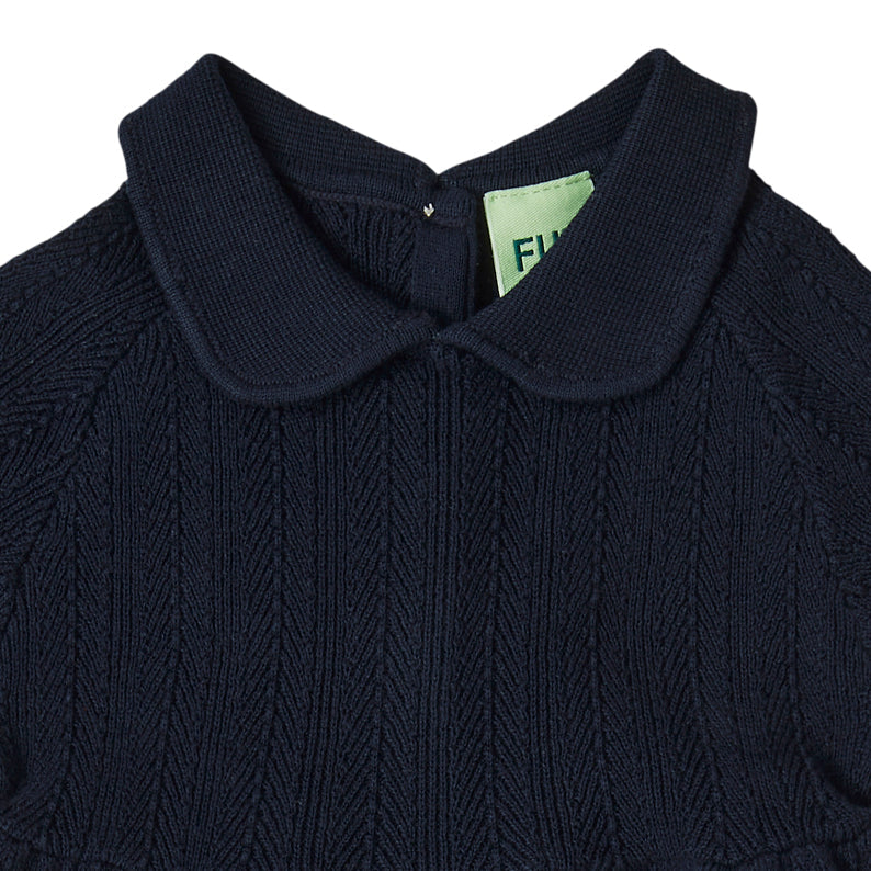 女婴深蓝色棉连衣裙