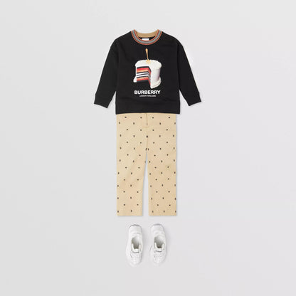 Boys Black Printing Cotton Sweatshirt