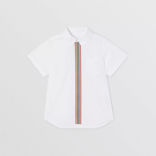 Boys White Stripe Cotton Shirt