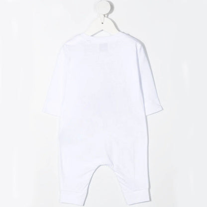 Baby Boys & Girls White Cotton Babysuit