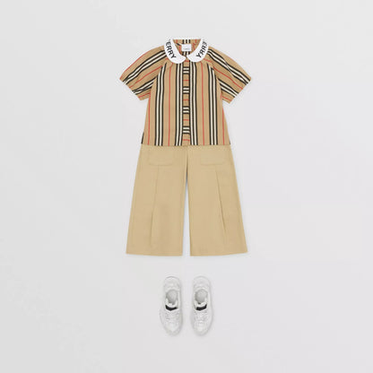 Girls Beige Stripe Cotton Top