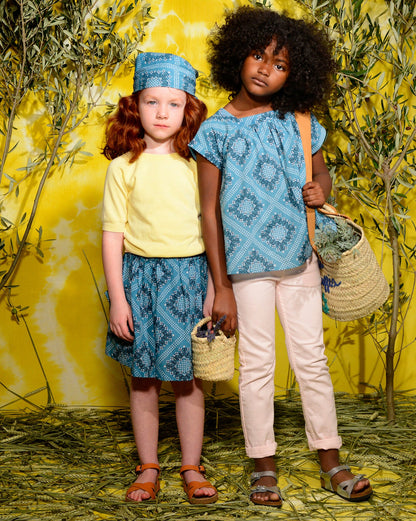 Girls Yellow Short Sleeves Sweater