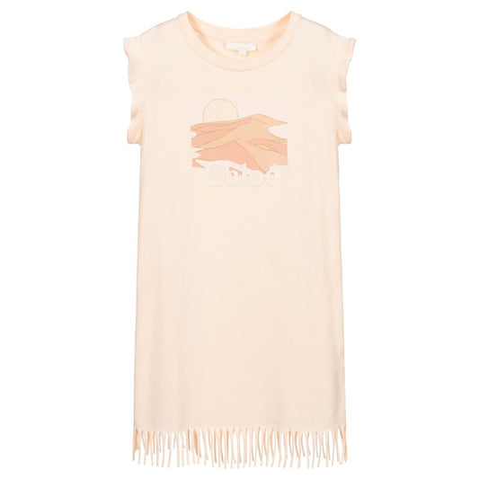 Girls Pink Logo Cotton Dress