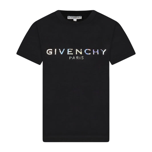 Girls Black Logo Cotton T-Shirt