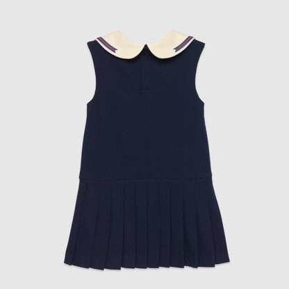 Girls Navy GG Logo Cotton Dress