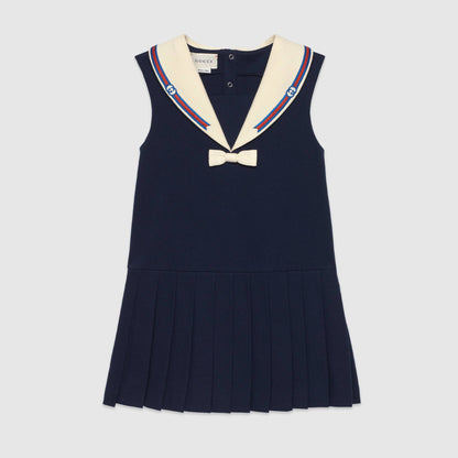 Girls Navy GG Logo Cotton Dress
