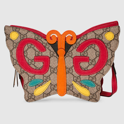 Girls Beige Butterfly GG Shoulder Bag