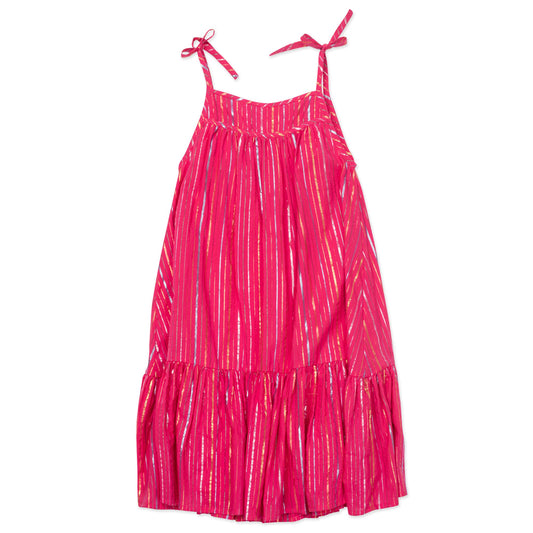 Girls Bright Red Stripes Dress