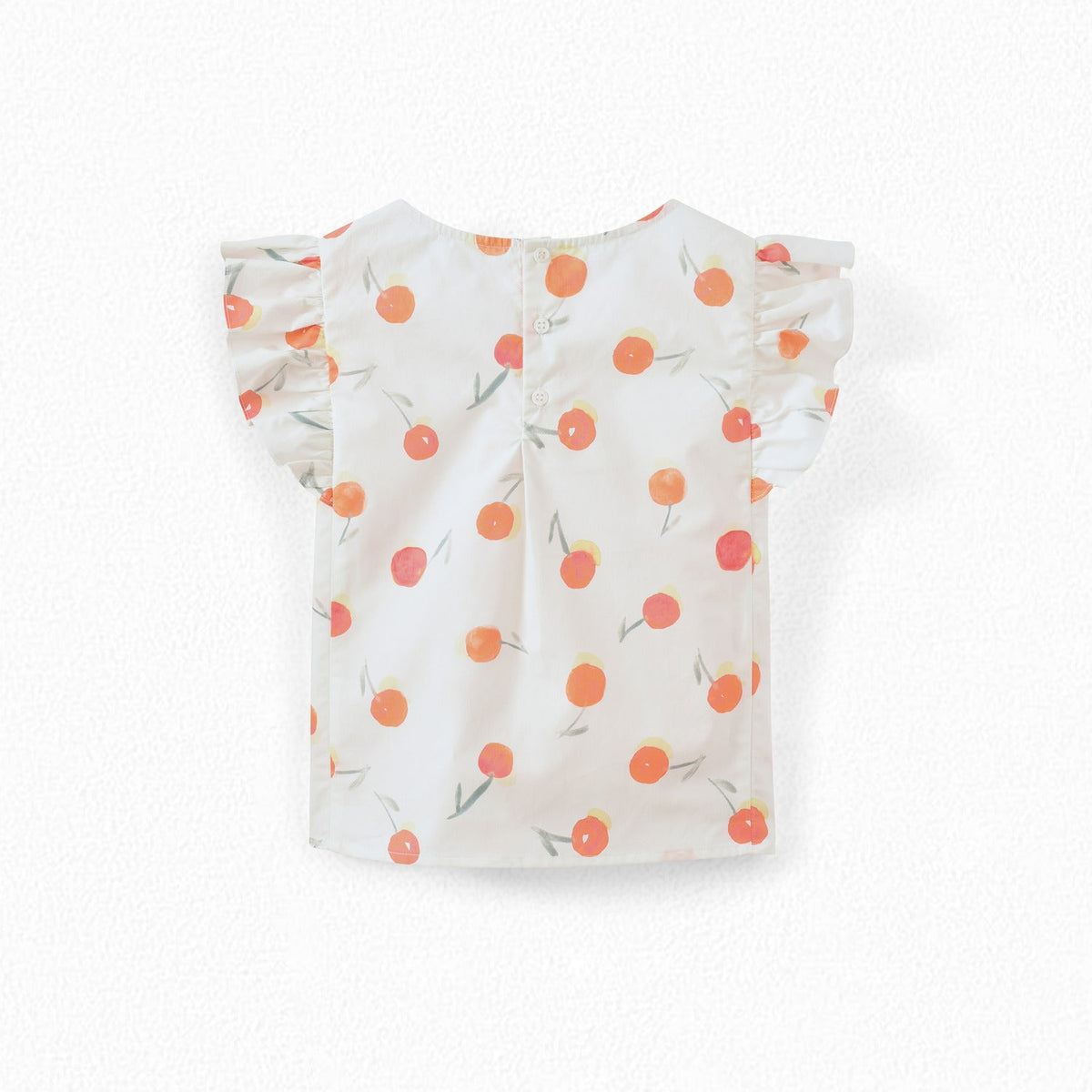 Girls White Cherry Cotton Top