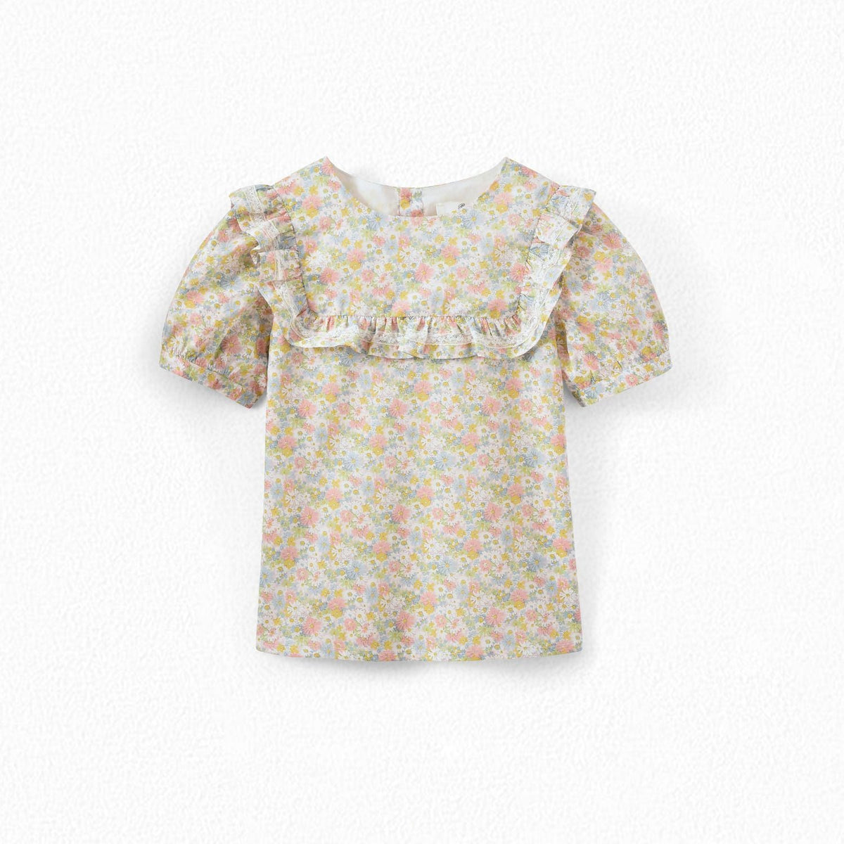 女童粉色碎花棉上衣