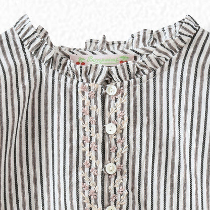 Girls Beige Stripe Cotton Shirt