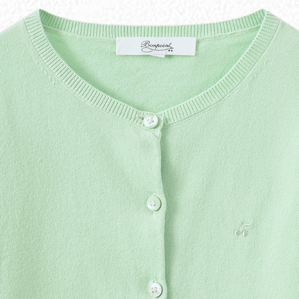 Girls Green Logo Cardigan