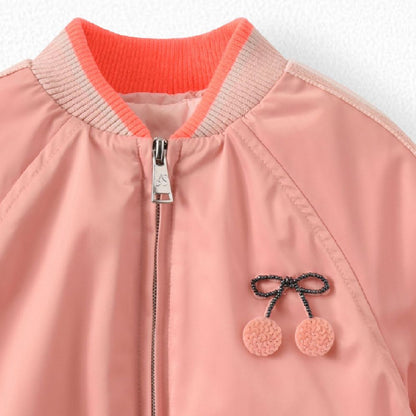 Girls Pink Cherry Logo Jacket