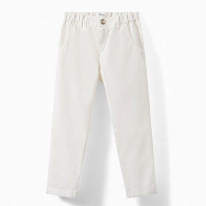 Girls White Cotton Trousers