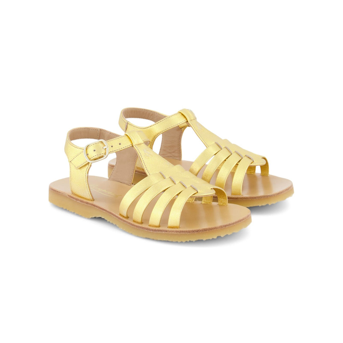 Girls Gold Bovine Leather Sandals