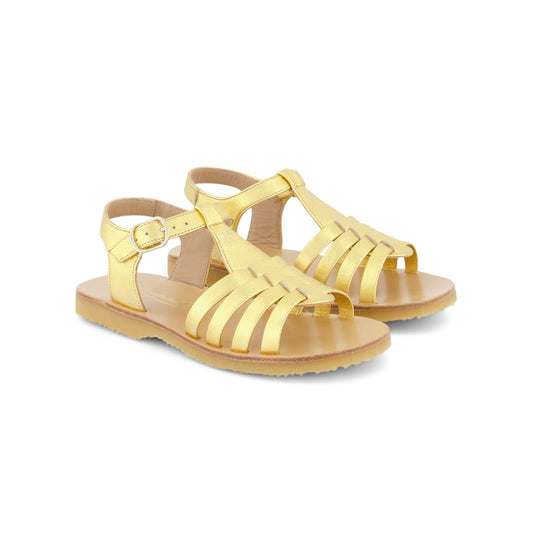 Girls Gold Bovine Leather Sandals