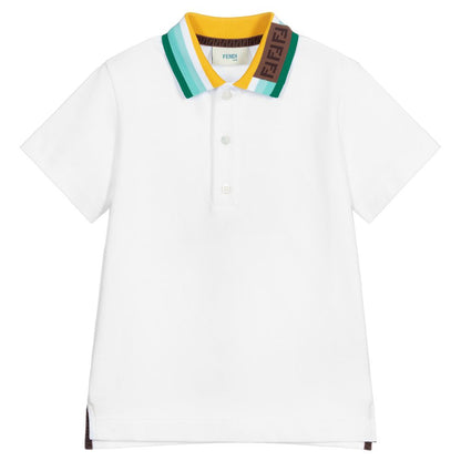 Boys White FF Cotton Polo Shirt