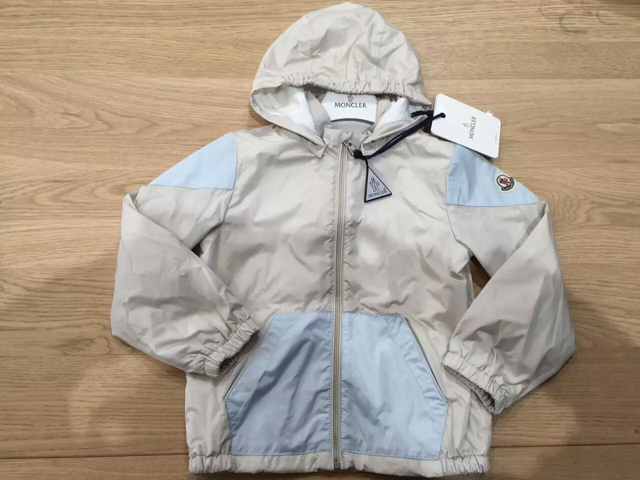 Baby Boys Milk White&Light Blue Hooded 'Philibert' Zip-Up Tops
