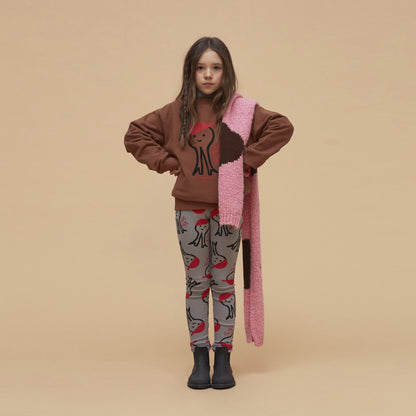 儿童棕色印花棉卫衣