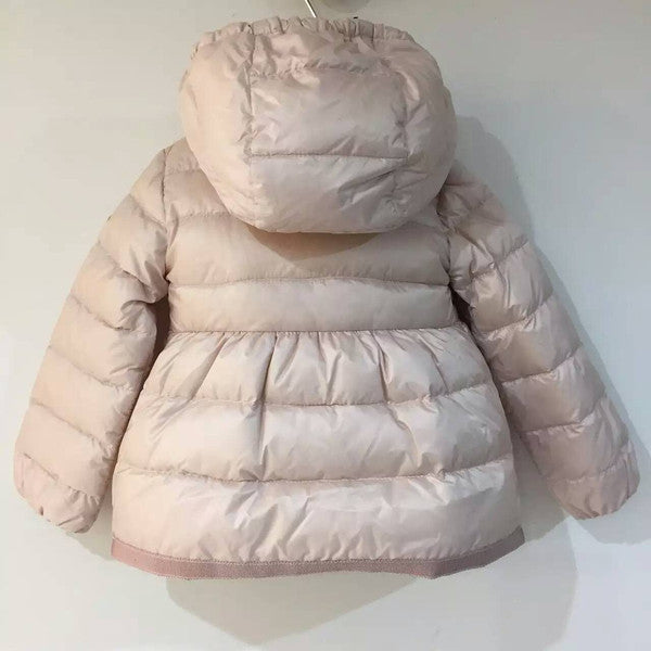 Baby Girls Light Pink Down Padded Jacket With Embroidered Edge