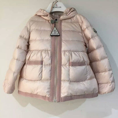 Baby Girls Light Pink Down Padded Jacket With Embroidered Edge