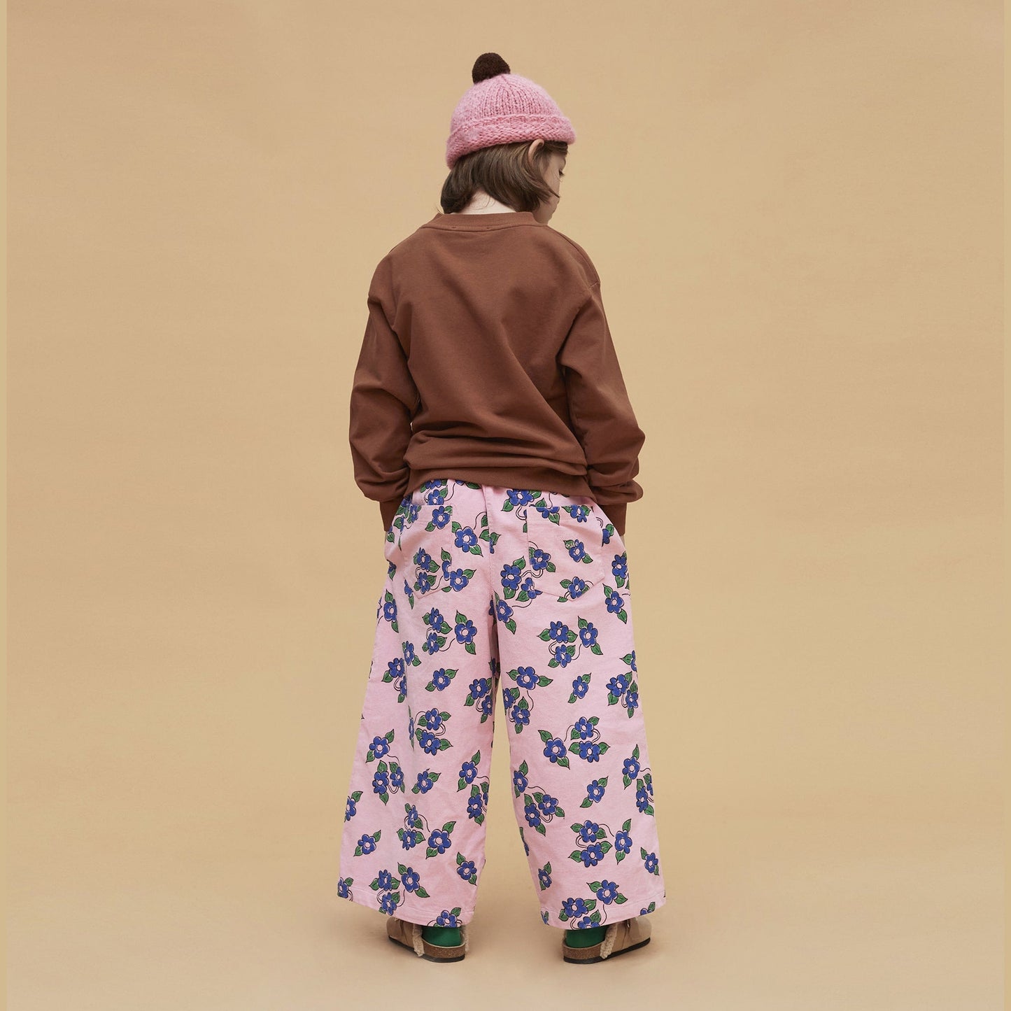 儿童棕色印花棉卫衣