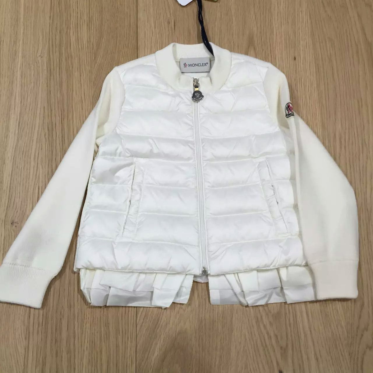 Baby Girls White Down Padded Jackets With Ruffled Hem