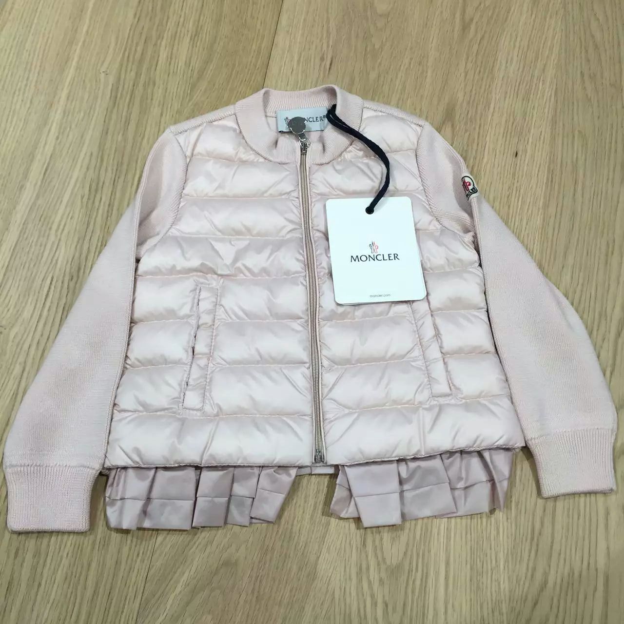 Baby Girls Bright Pink Down Padded Jackets With Ruffled Hem