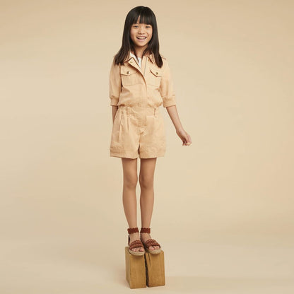 女童米色连身裤