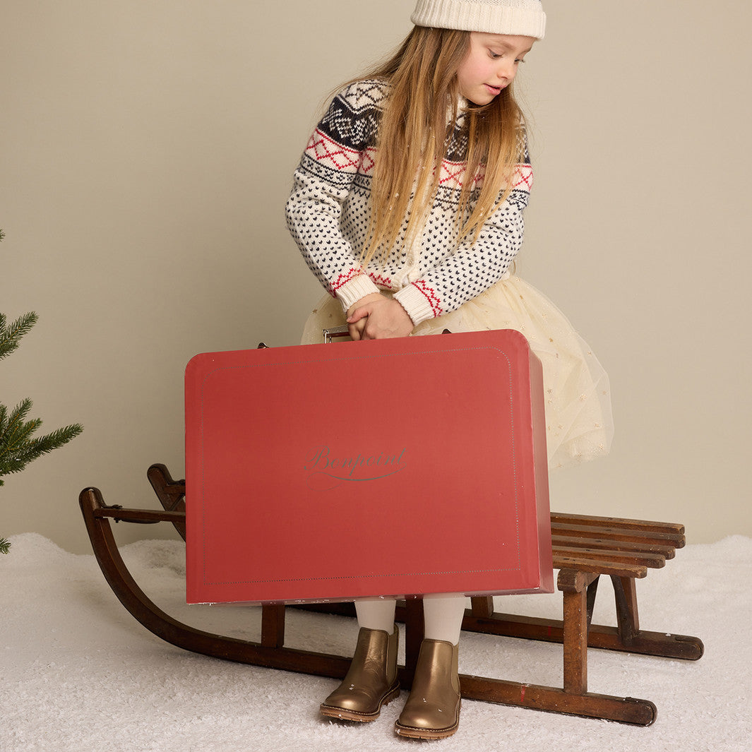 女童藏蓝色提花开衫