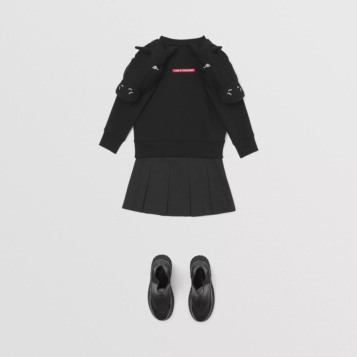 女童黑色Logo棉短裙