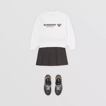 女童白色Logo棉卫衣
