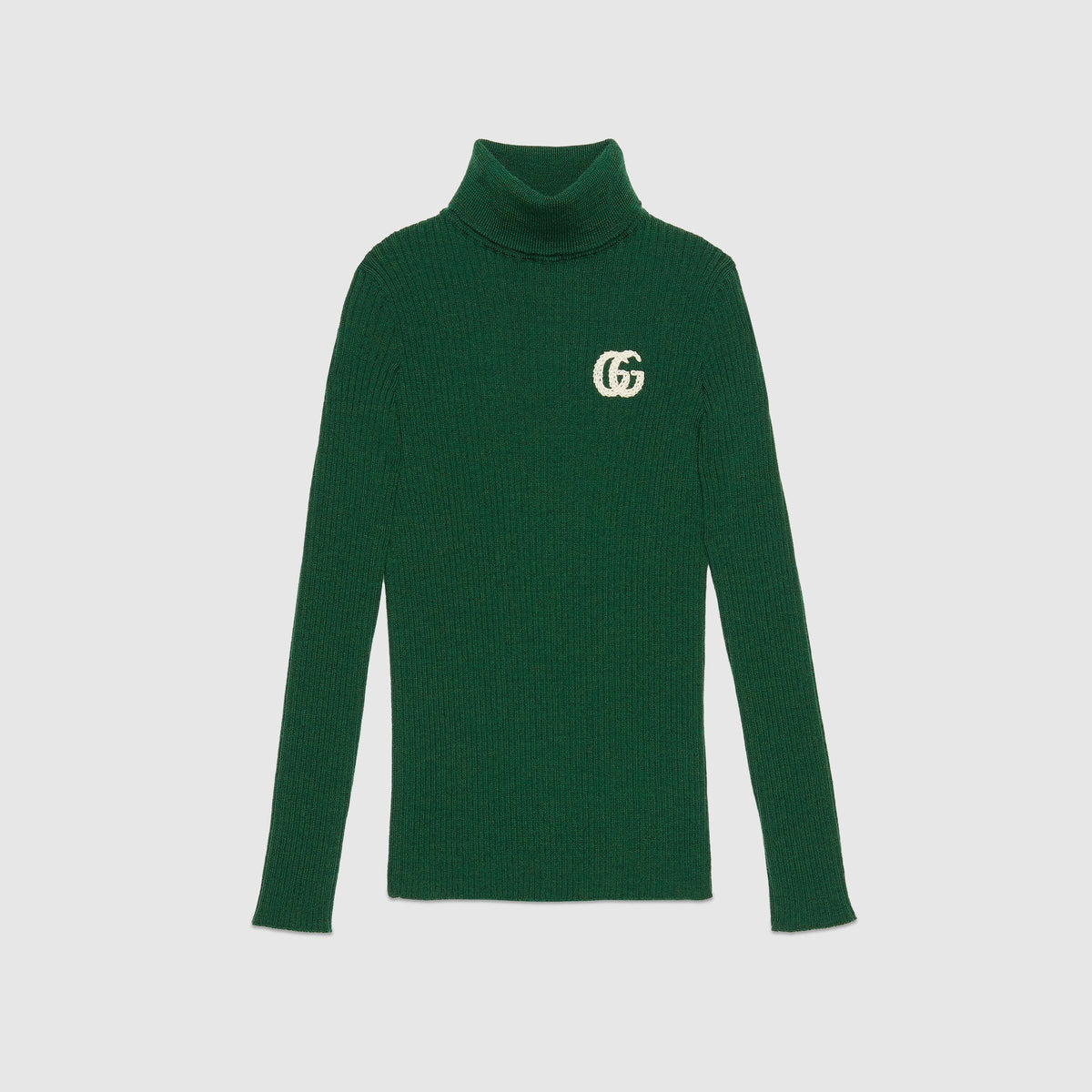 女童绿色GG Logo羊毛毛衣