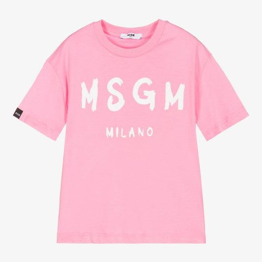 女童粉色Logo棉T恤