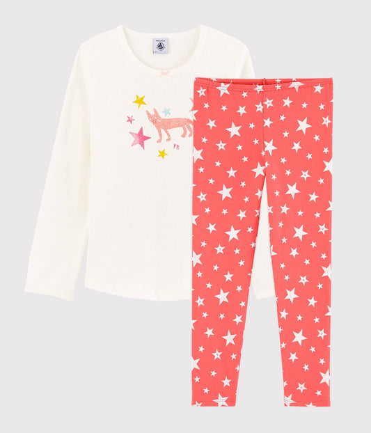 Girls White Star Cotton Nightwear