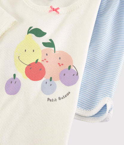 Girls White Printing Cotton Set
