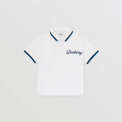 男婴白色Logo棉Polo衫