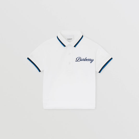 男婴白色Logo棉Polo衫